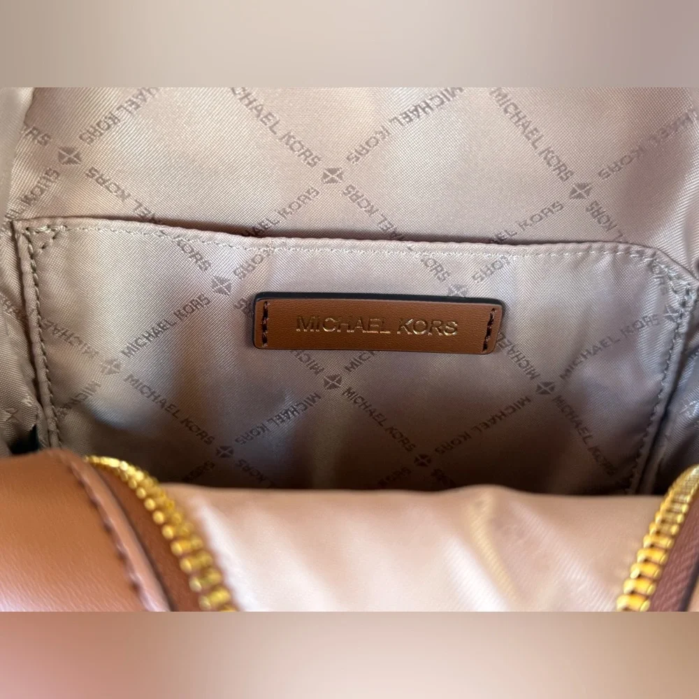 Michael Kors Brown Logo Mini Backpack with Dark Brown Trim